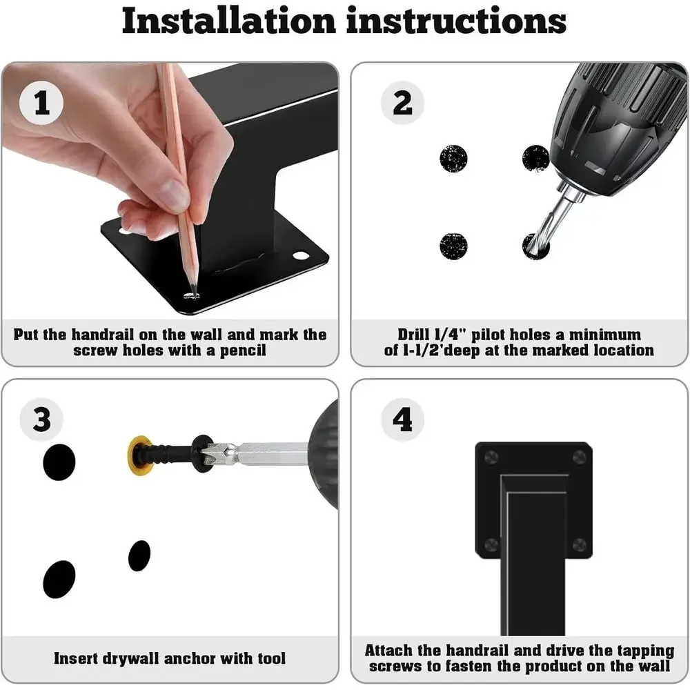 درابزين سلالم داخلي معدني أسود حديث بطول 11 قدمًا - نمط من الحديد المطاوع لسلامة سطح السفينة والشرفة #5