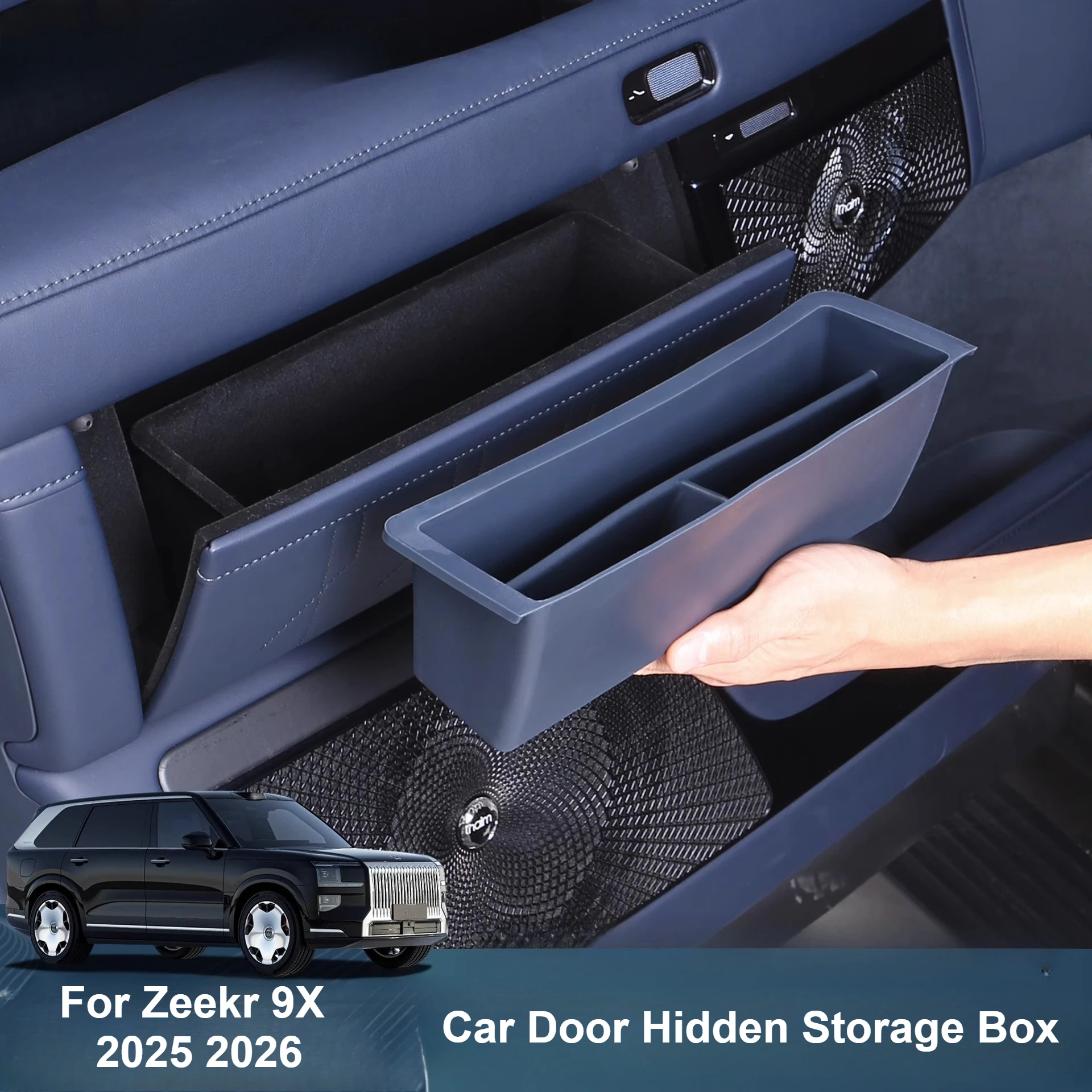 

For Zeekr 9X 2025 2026 Car Door Hidden Storage Box Silicone Waterproof Door Organizer Pad Interior Accessories