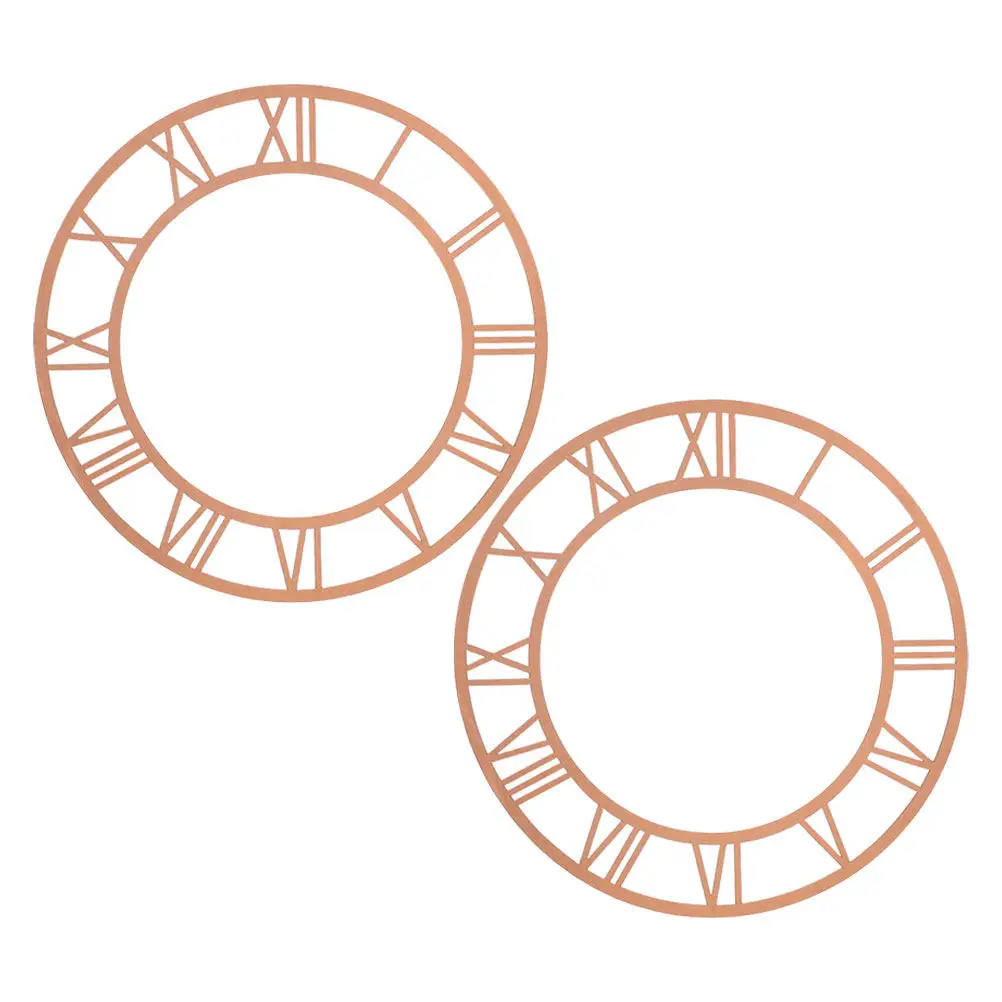 2Pcs Acrylic Mirror Clock Decals Round Roman Numeral DIY Wall Stickers Decorative Dial Face for Living Room Hotel Entryway