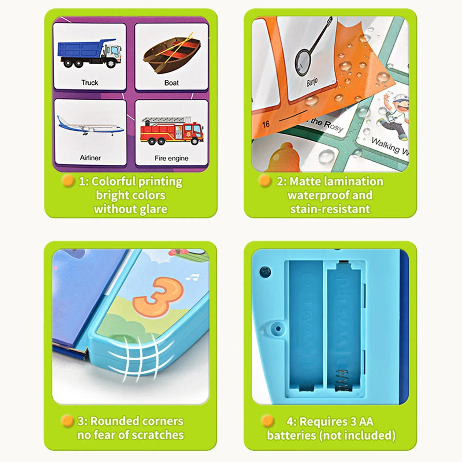 Libro electrónico para niños, acción educativa temprana en inglés, lectura de dedos con sonido, libro de Audio portátil para 2-6 niños