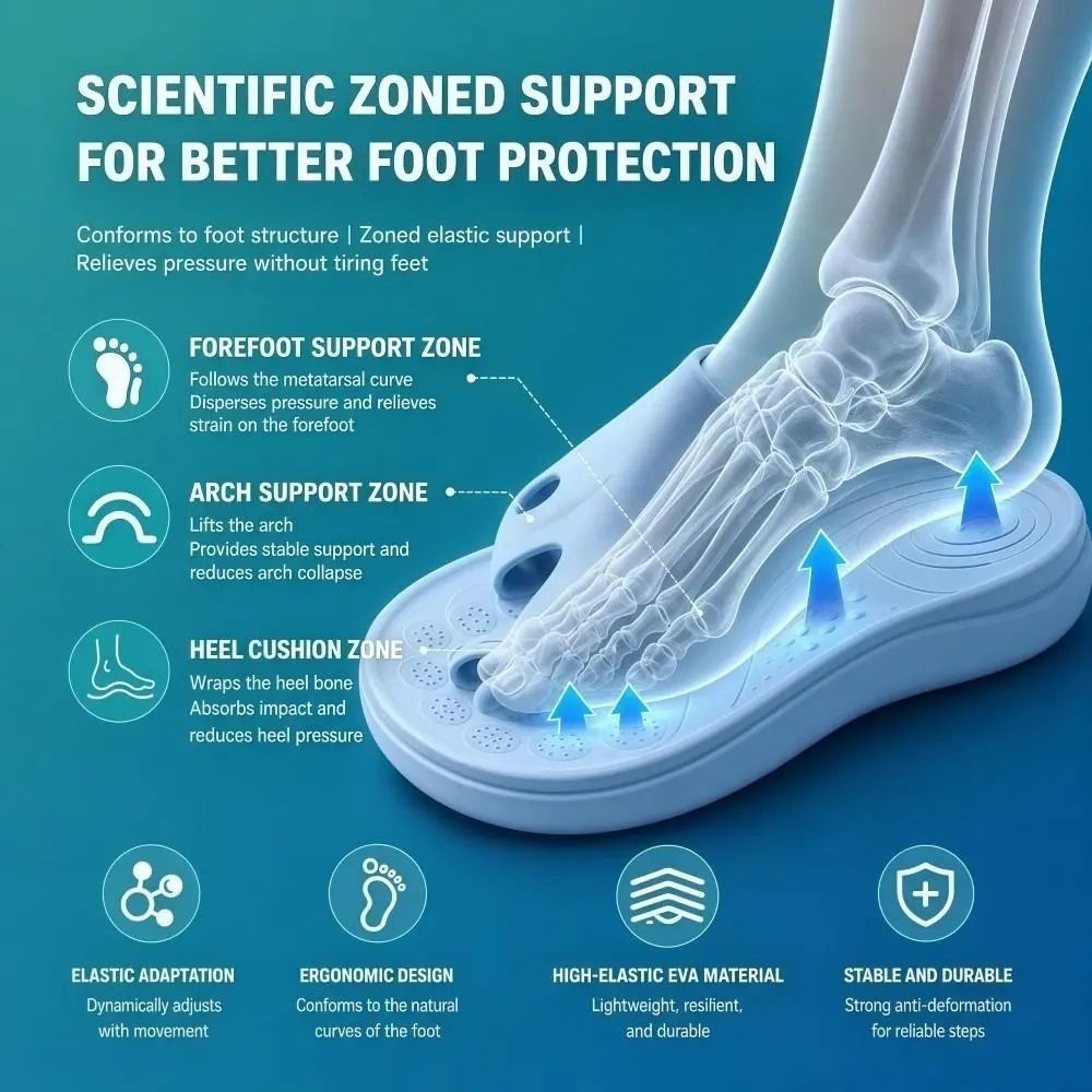 EVA Five Toe Slide Sandals Non-slip Bunion Relief Arch Support Slippers Shock-absorbing Soft Soled Split Toe House Slides Woman