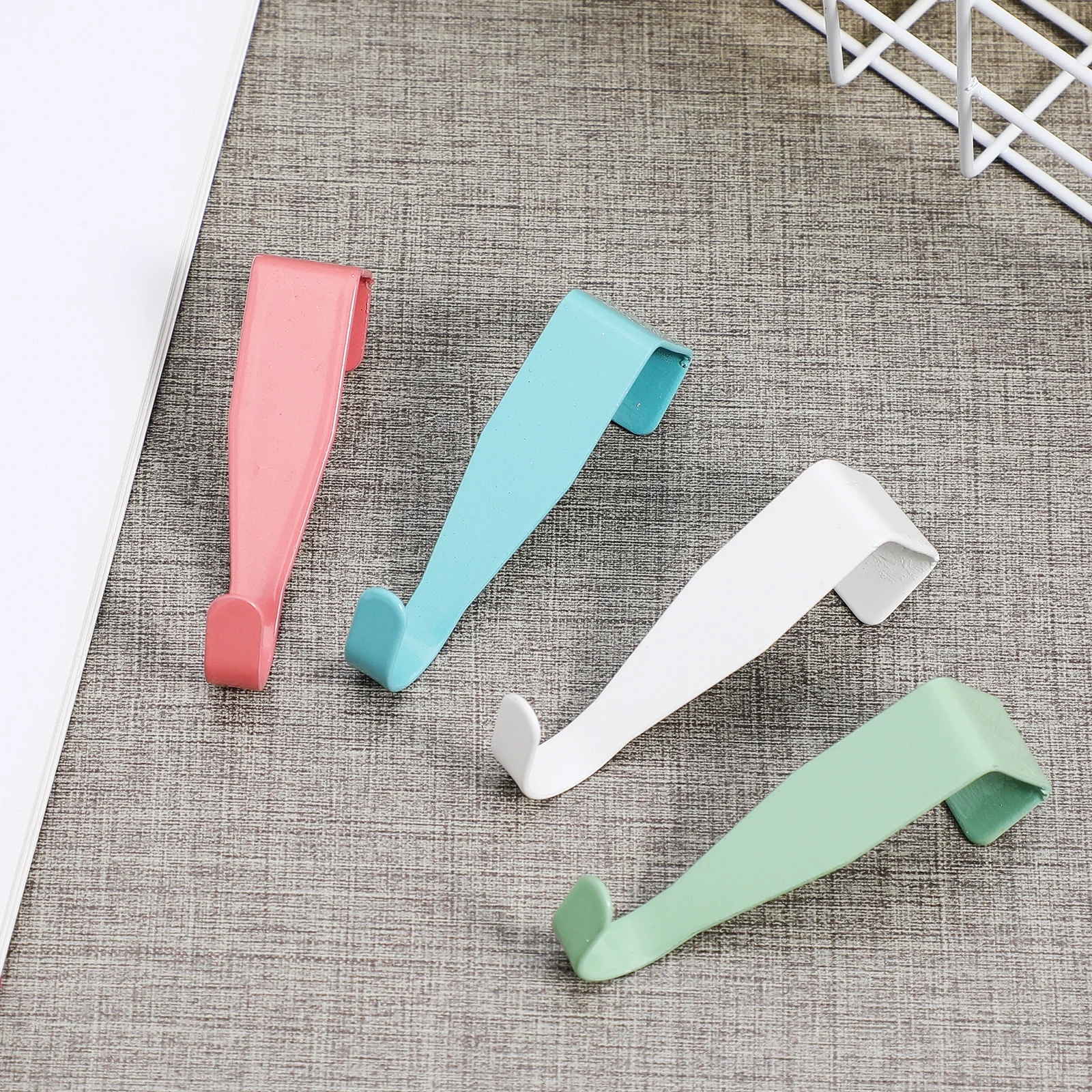

4pcs Hooks Sprayed Carbon Steel Door Hangers MultiPurpose Kitchen Bathroom Coat Towel Storage SpaceSaving OverCabinet