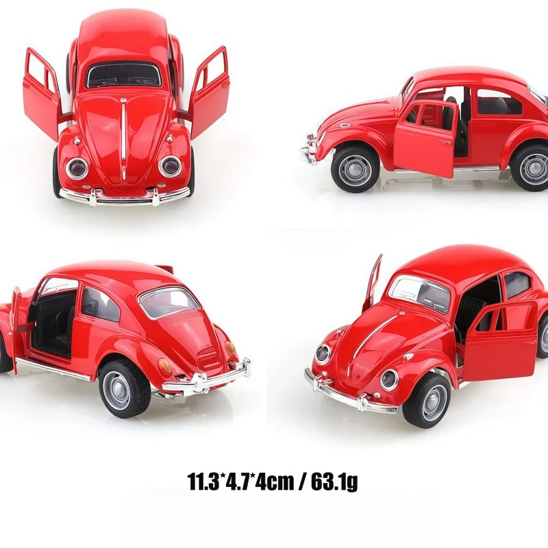 Classic 1:36 Rotating Alloy Double Door Retro Beetle Car Model Birthday Toy Gift Mini Car Decoration