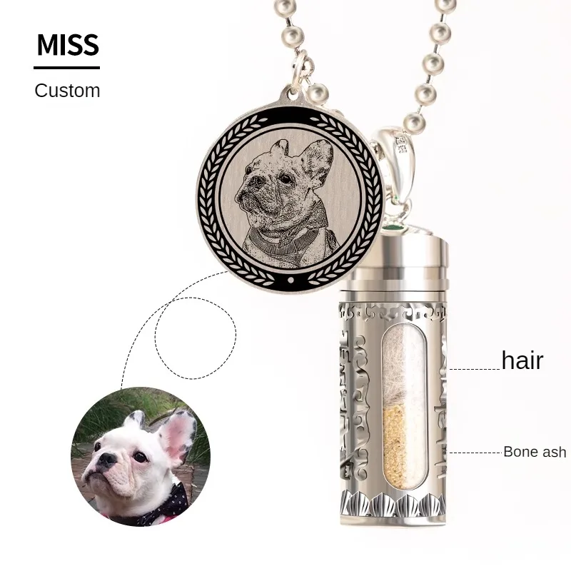 Pet Hair Ashes Memorial Necklace Collection Cat Dog Tooth Jewelry Box Death Photo Custom Pendant Small Animal Memorial Items