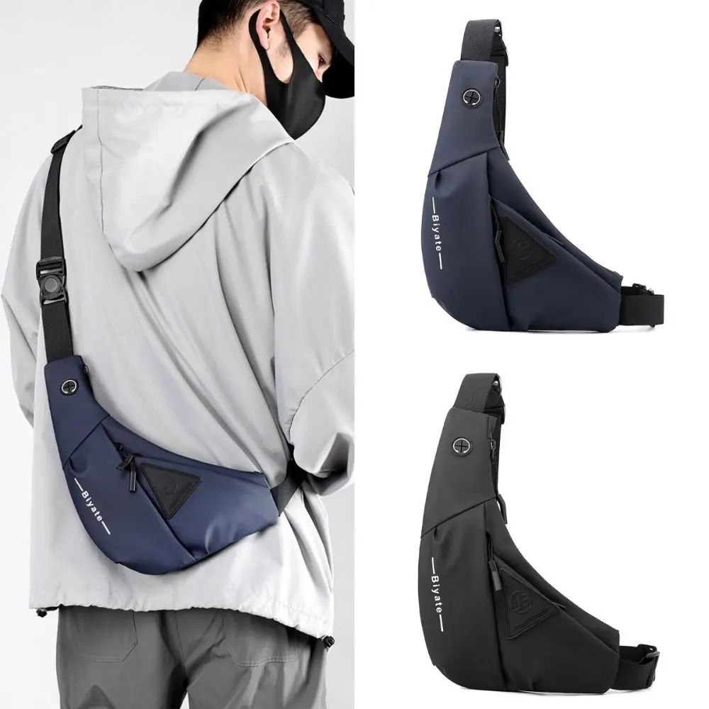 

Спортивный стиль, многофункциональная мужская сумка на плечо, однотонная водонепроницаемая мужская нагрудная сумка, треугольная сумка на молнии, уличная сумка-мессенджер