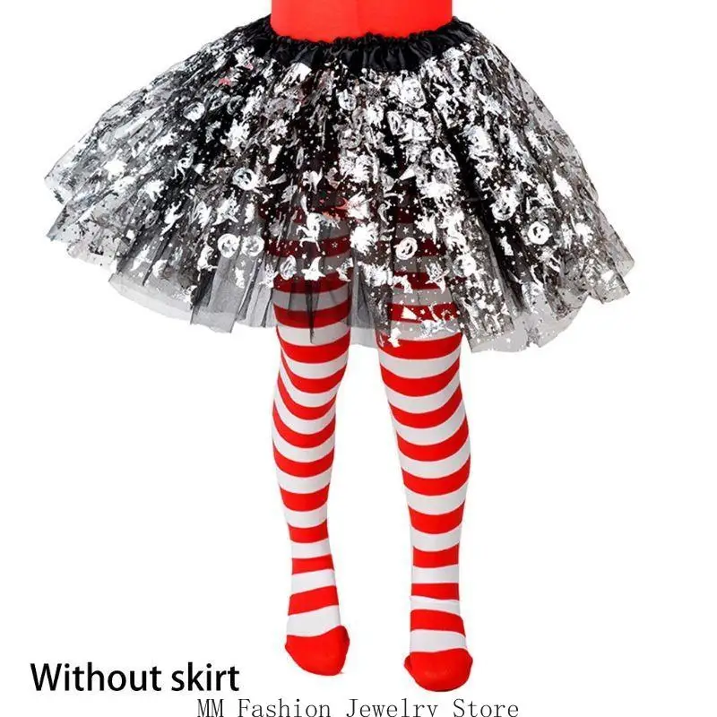Kids Girls Halloween Full Length Tights Stockings Cartoon Spiderweb Skeleton Striped Pantyhose Cosplay Costume Carnival Up D0UB