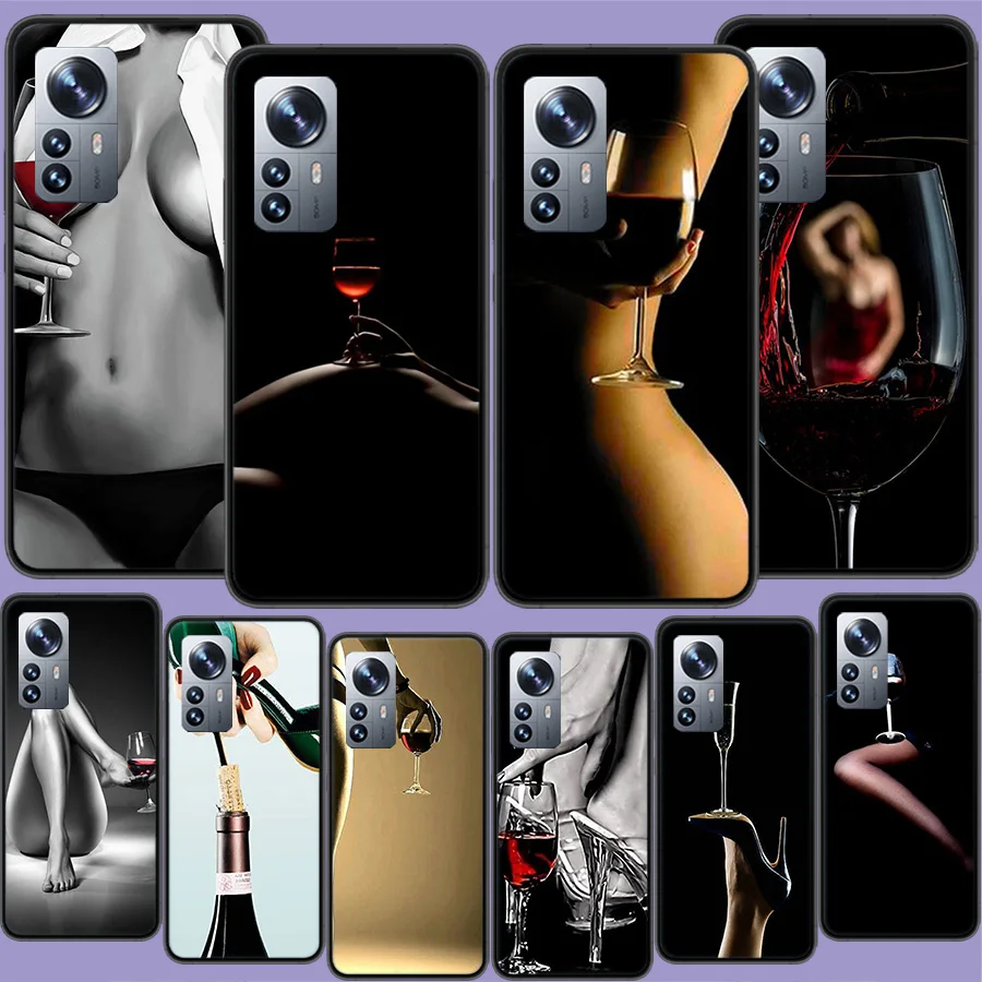 High Heels Beauty Goblet Red Wine Phone Case For Xiaomi Mi 13 12T Pro 12X 12 Lite 5G 11T 11i 11 Ultra 10 10T 9T Pro 9 8 6X 5X A1