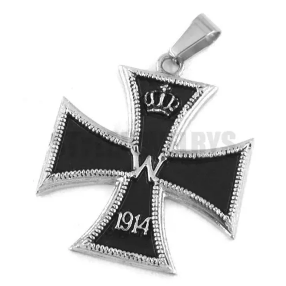 Wholesale Crown Iron Cross Pendant Stainless Steel Jewelry Classic Cross Biker Men Pendant SWP0301A