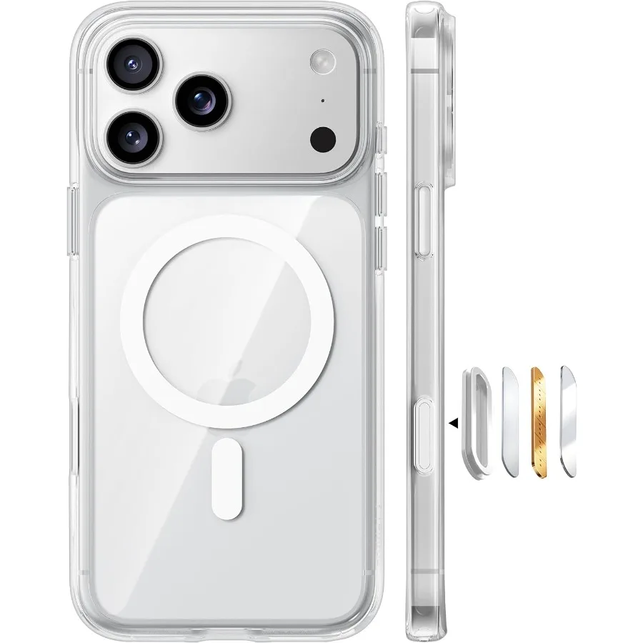 군용 등급 낙하 보호 기능과 더 강력한 자기 충격 방지 디자인을 갖춘 아이폰 17 프로용 MagSafe 호환 강화 카메라 보호 케이스
