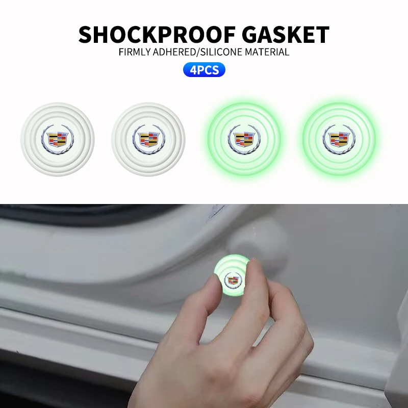 

1/2/4Pcs Luminous Car Door Silent Gasket Shock-absorbing Car Stickers for Cadillac Seville XT4 CT4 CT5 ATS SLR STS EXT CTS