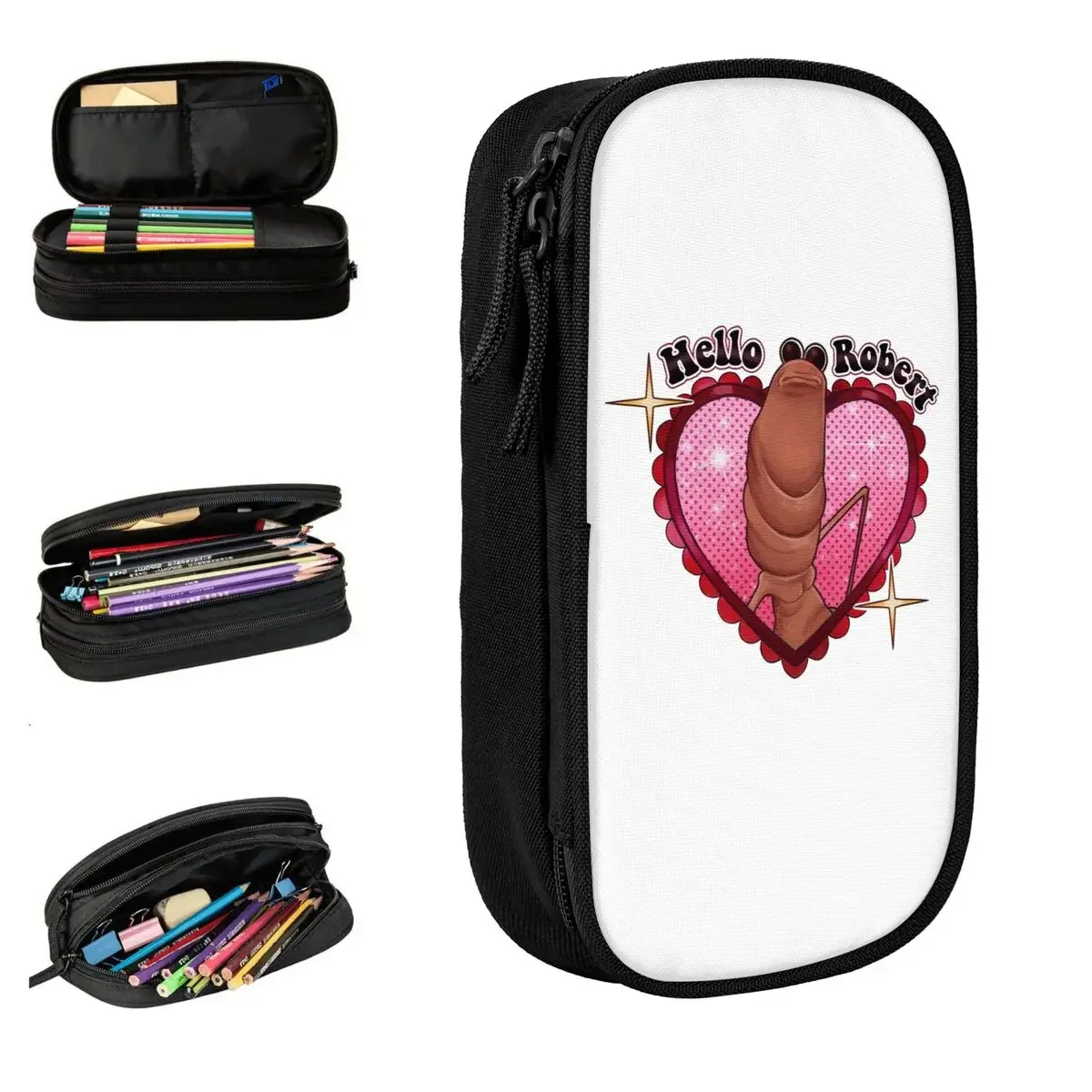 Marcus The Worm Hello Robert Pencil Cases Fashion Pen Holder Bags Kids Large Storage School Supplies Zipper Pencilcases