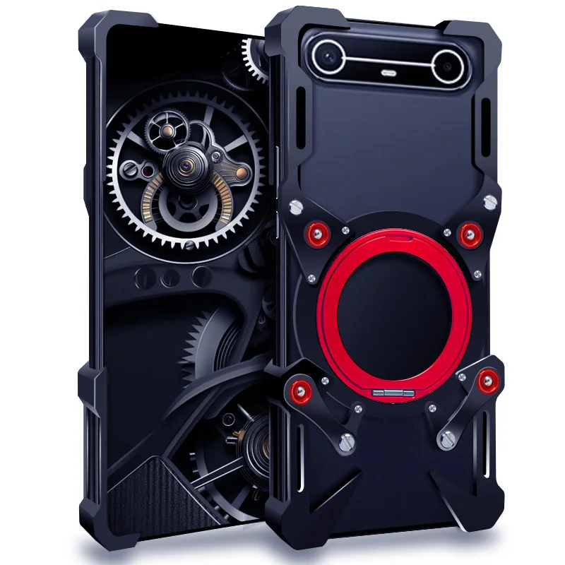 

Luxury Armor Metal Aluminum Phone Bumper For Tecno Spark GO 3 Slim 40 Pro+ Cover Mechanical Purely Handmade Skull Case
