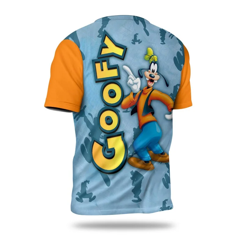 Goofy Dog 3D T-Shirt Orange Button Pattern Disney Clothing Unisex Casual T Shirt Holiday Vacation Clothes Men Women Short Sleeve