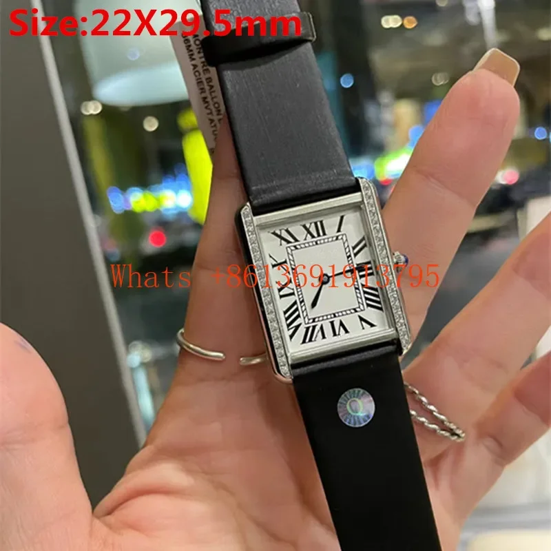 Reloj de pulsera de cuero de vaca para mujer, cronógrafo de cuarzo con diamantes de alta calidad, de lujo, Original, de acero inoxidable