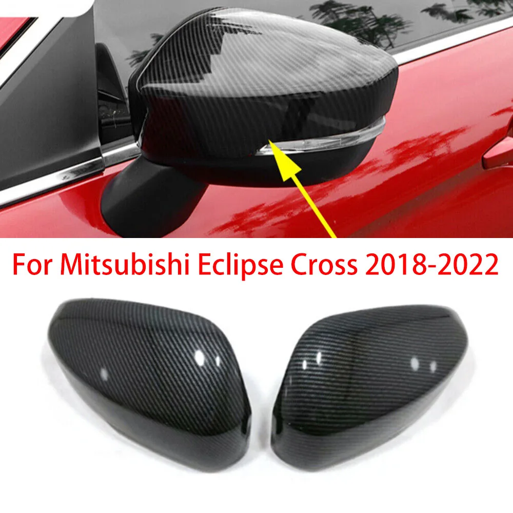 

For Mitsubishi Eclipse Cross 2018-2022 Rearview Side Mirror Cover Wing Cap Exterior Door Rear View Case Trim Carbon Fiber Look