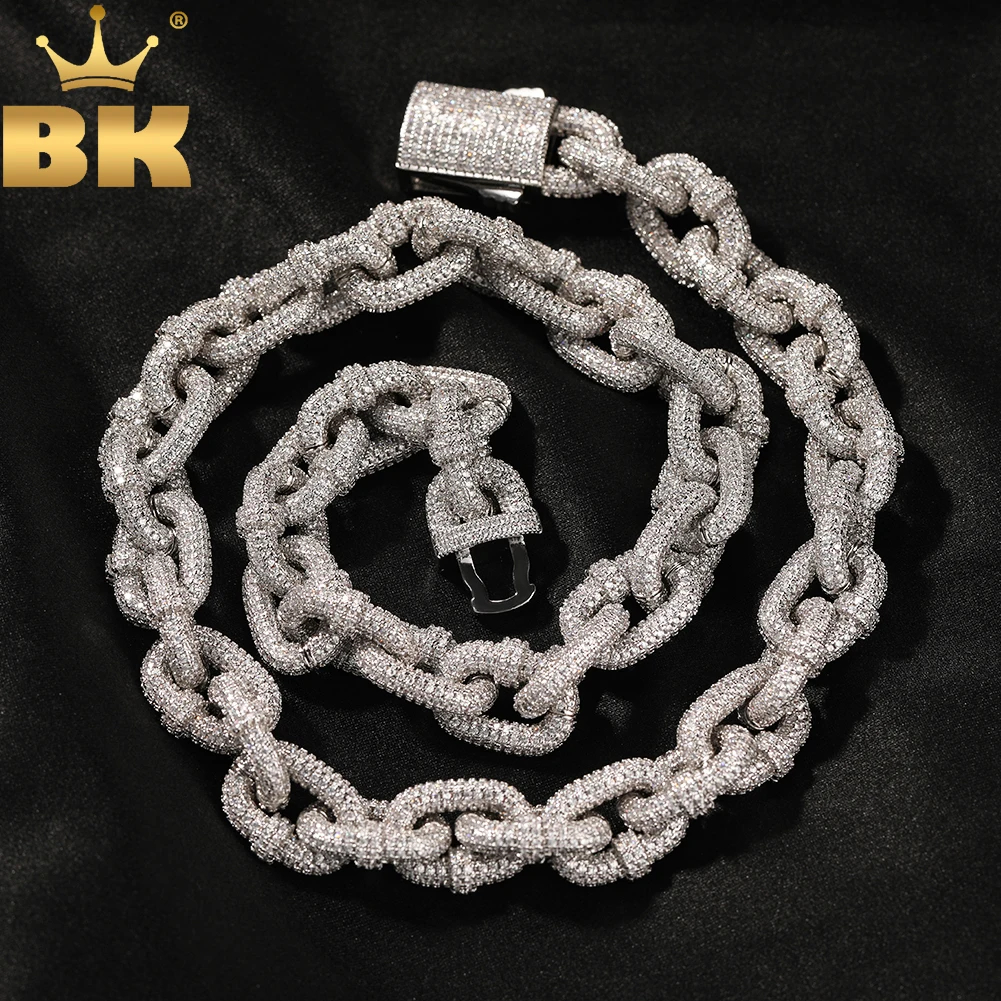 

TBTK 14mm Locked Link Necklace Full Paved Out Cubic Zirconia Chain Luxury Hiphop Jewelry Best Gift For Dropshipping