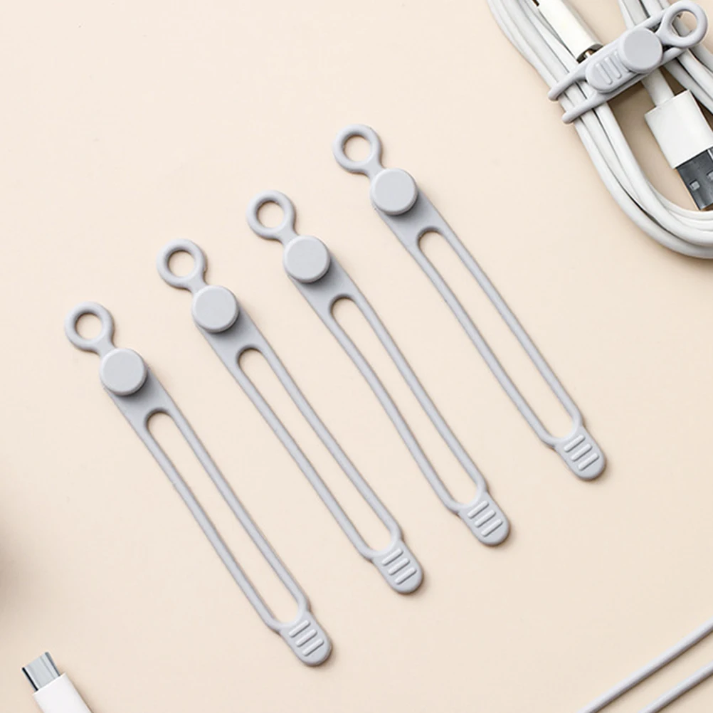 12 Pcs Cable Ties Silicone Cord Wraps for Desk Wire Organizer Storage Home Office Use Strong Durability Reusable