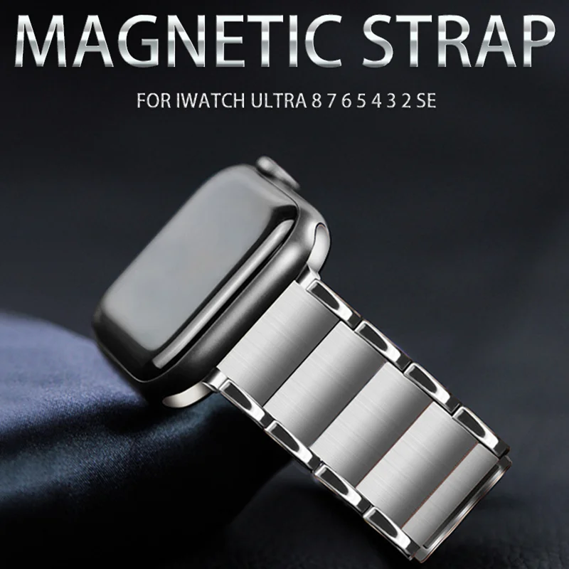 Luxury Stainless Steel Bracelet for Apple Watch Series 8 7 6 5 4 3 41mm 45mm Ultra 49mm for IWatch 38mm 42mm 44mm Magnetic Strap