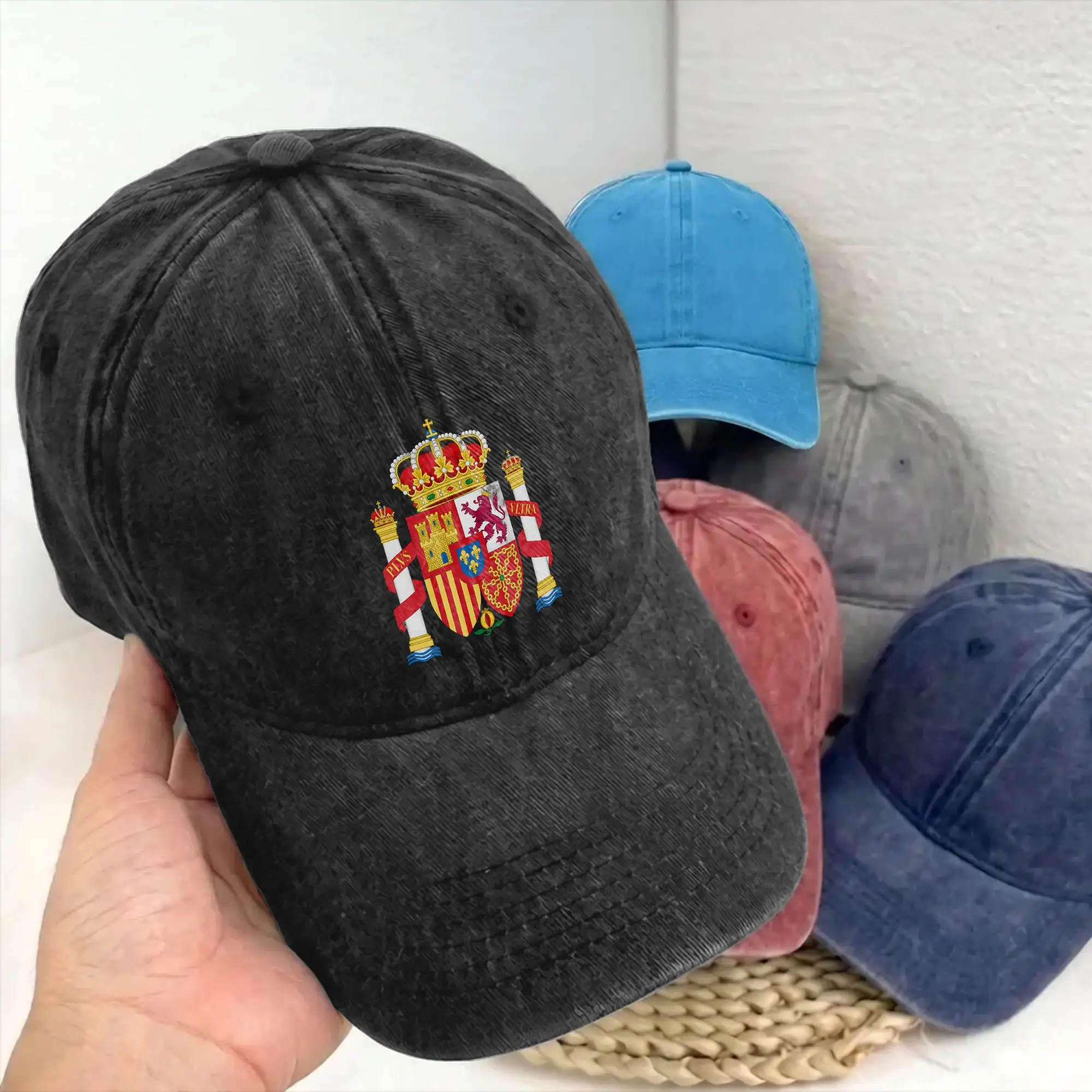 Soft Make Spain Great Again Spanish Baseball Cap Unstructured Royal Coat Of Arms Distressed Cotton Sun Cap Adjustable Fit Hats