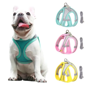 HOOPET 귀여운 고양이 개 하네스 칼라, 새끼 고양이 강아지, 부드러운 조끼 하네스 리드, 작은 개 치와와용 애완 동물 옷 액세서리