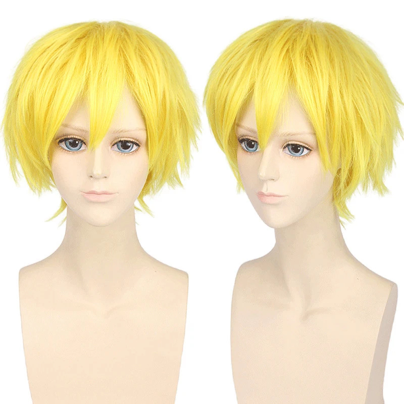 الاصطناعية شعر مستعار قصير حزب بوب الأسود شعر مستعار تأثيري مع الانفجارات شقراء الأزرق زي لوليتا شعر مستعار #2