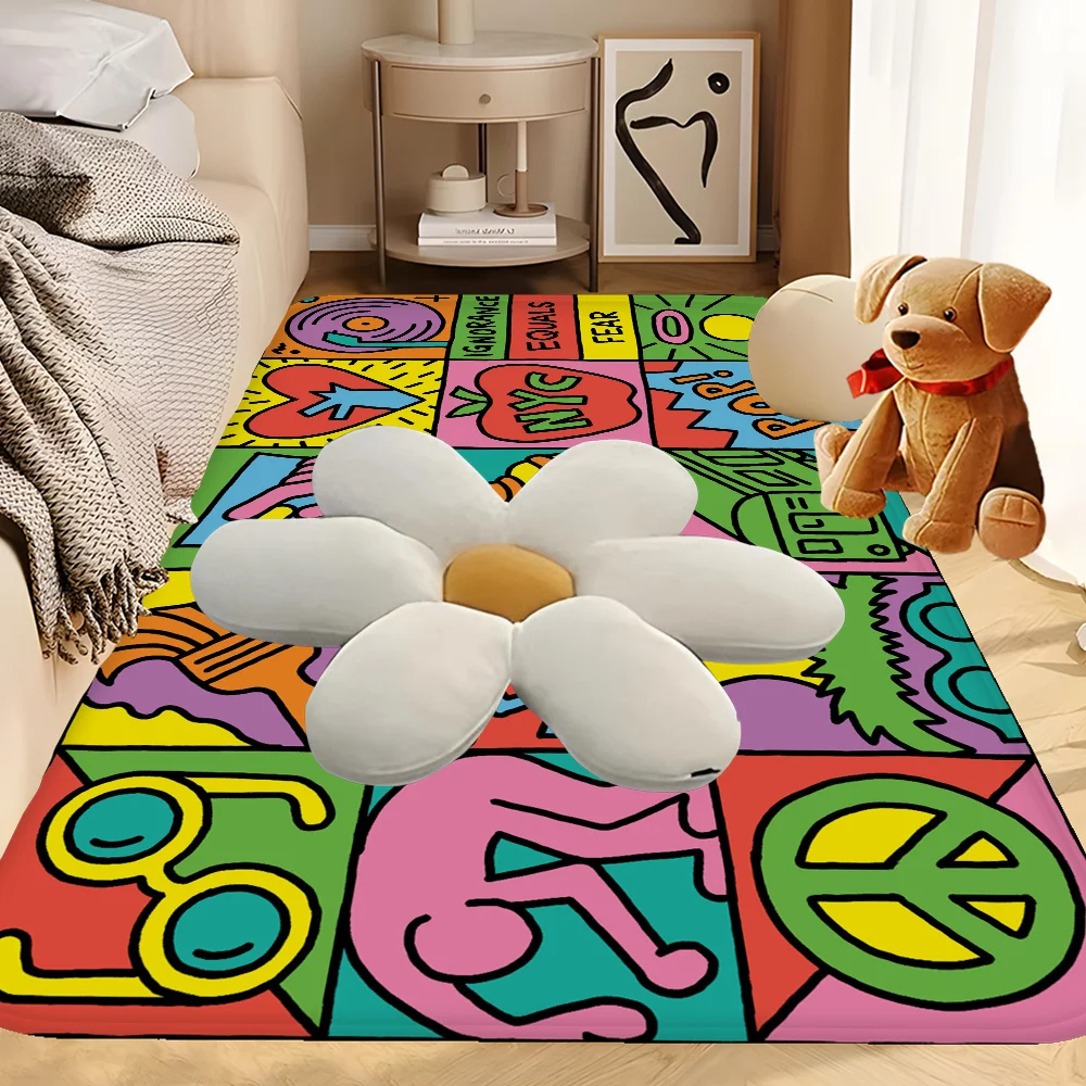 Keith Haring Floor Mat Bathroom Mat Kids Room Bedroom Decoration Balcony Anti-Slip Doormat Living Room Welcome Rug