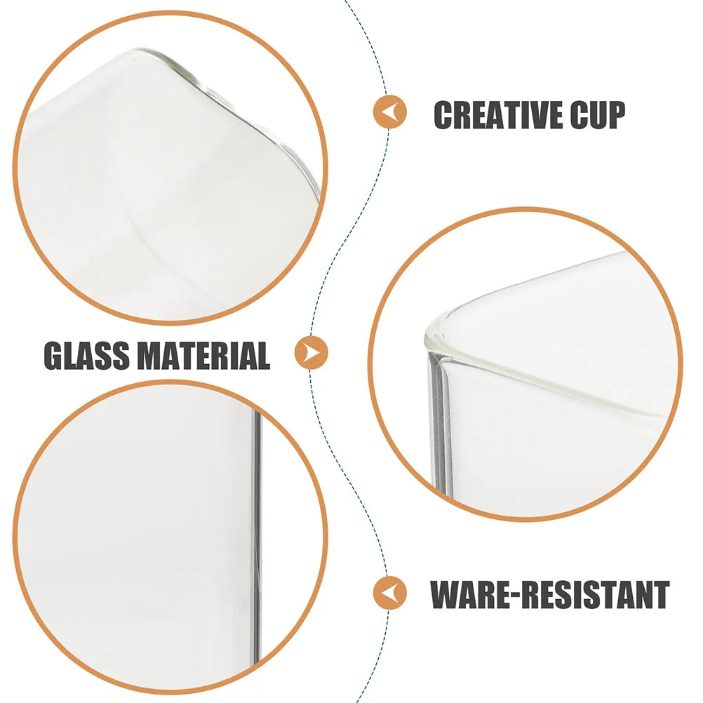 Taza de cristal cuadrada para agua, leche, vino, cerveza, contenedor de cóctel para té helado, café, vasos de vidrio transparente, taza de leche