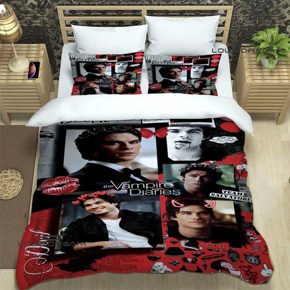 The Vampire Diaries Damon Salvatore Bedding Sets Exquisite Bed Supplies Set Duvet Cover Bed Comforter Set Bedding Birthday Gift