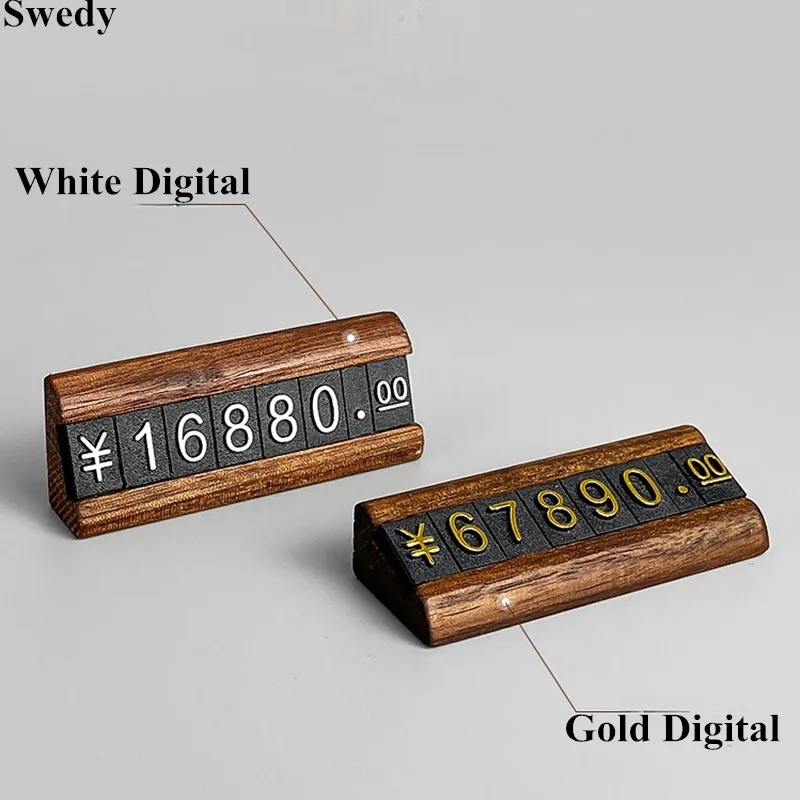 10 Sets / Box Mini Jewelry Price Cube Tags Small Adjustable Number Wood Price Label Sign Holder Display Stand