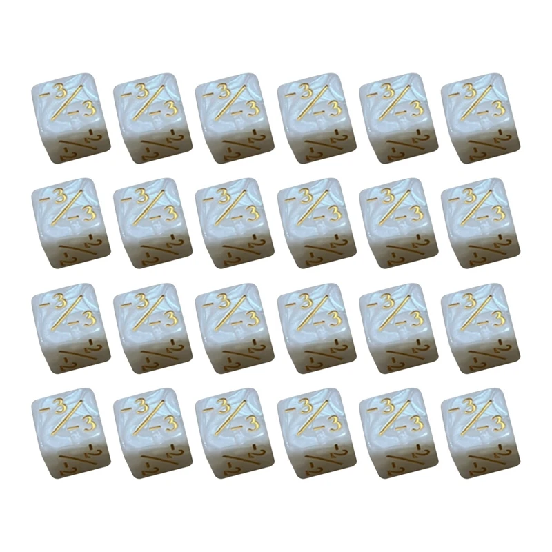 

24Pcs MTG Dice Counters Marker Tokens Acrylic Dice-Cubes +/- D6 Card Game Accessories Kids Learning Toys (White)