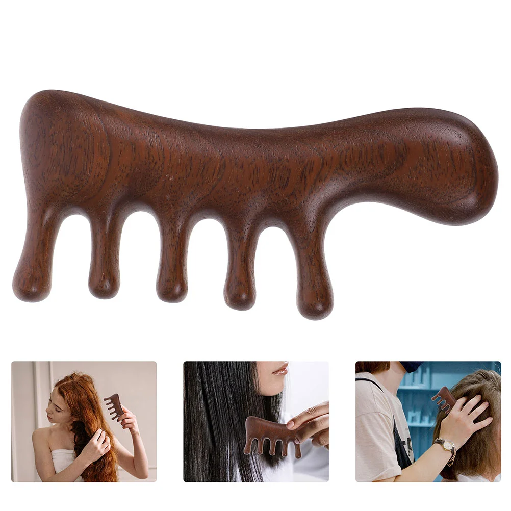 

2 Pcs Massage Tools Hair Combs Sandalwood Wide Tooth Detangler for Curly Head Human Body 1150X500X200CM Brown