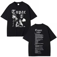 Rapper Tupac 2pac Graphic T-shirt Hip Hop Short Sleeve T-shirt Men and women 100% cotton oversized T-shirt Streetwear
