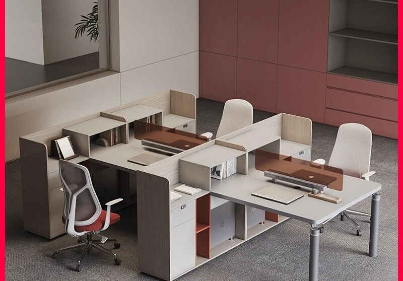 Finance desk, workstation, screen, staff table, combination card space, staff four, double face-to-face, accounting desk