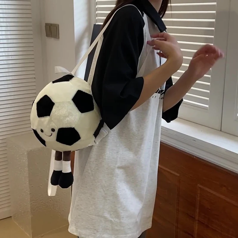 Kawaii Soccer Basketball Plush Backpack Fun Doll Handbag Creative With Cute Doll Bag Shoulder Bag Children's Birthday Gift