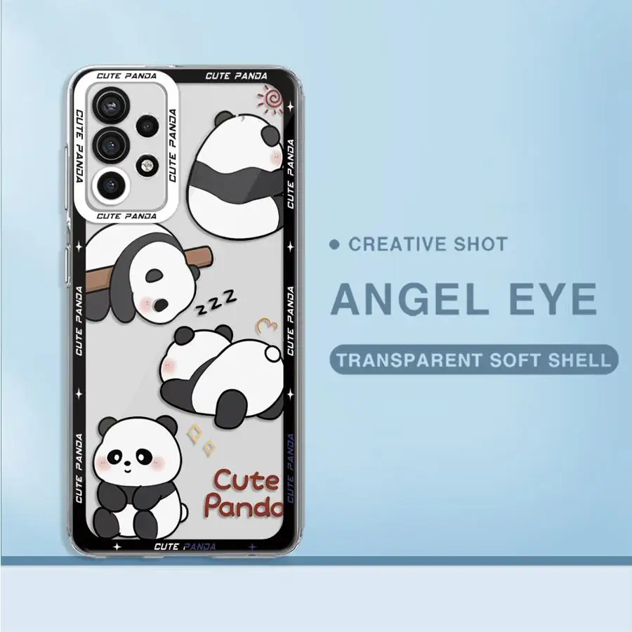 Cute Panda Phone Case for Samsung Galaxy A12 4G A22 A50 A72 A71 A52 A31 A32 A50s A51 5G Capa Coque Cover