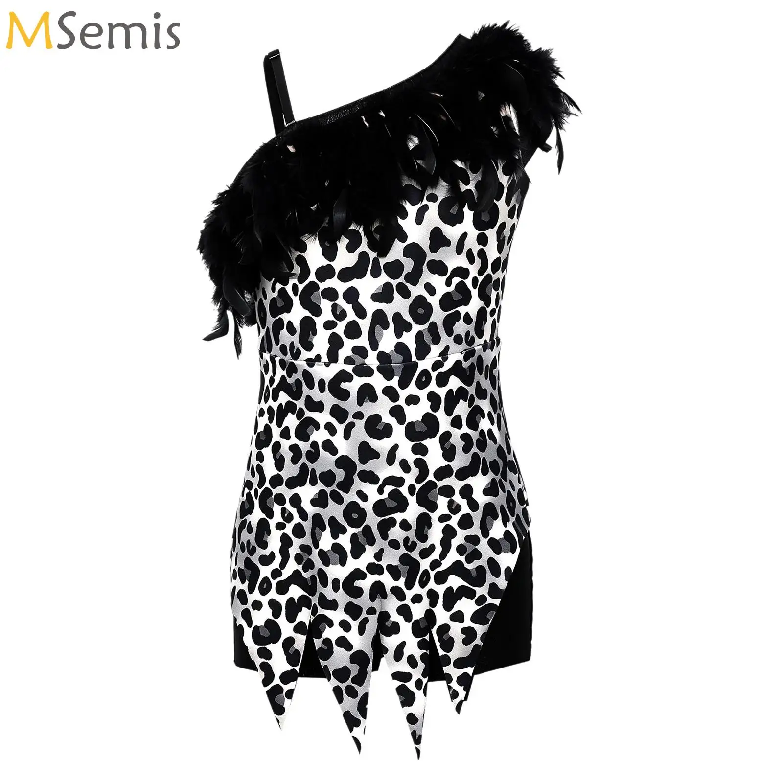 fantasia-infantil-feminina-de-leopardo-com-plumas-para-acrobacias-body-de-bale-vestido-para-apresentacoes-de-carnaval-e-festas-traje-de-caverna-pre-historica