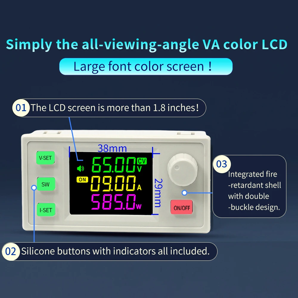 XY12522 22A/2000W Adjustable Current Stabilized Voltage Base Constant Voltage Current Step-down Module DC12-14V Power Supply