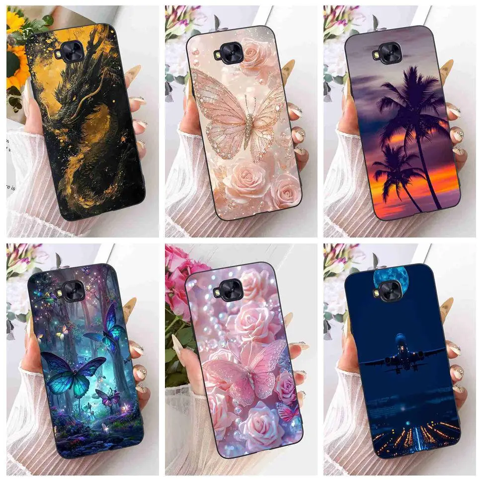 Funda con estampado colorido y elegante para Asus ZenFone 4, funda negra de silicona suave TPU para Asus ZB553KL, fundas para teléfono de 5,5 pulgadas, parachoques