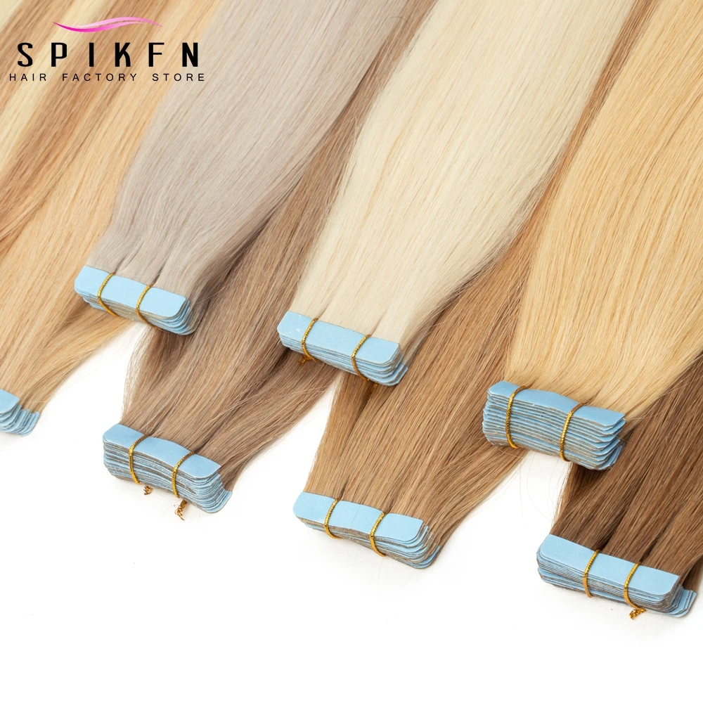 Ruban Adhésif Blond pour Extensions de Cheveux Humains, Naturel, Raide, Brésilien, Machine, Remy, 20 Pièces, 12 à 24 Pouces