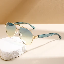 KAMMPT Women Fashion Oversize Decor Hiking Shades Vintage Male Square Sun Glasses Luxury Brand Design Pilot Gradient Sunglasses