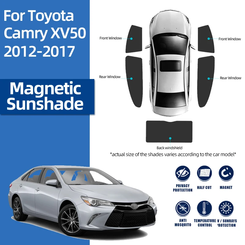 For Toyota Camry Aurion XV50 2012-2017 Magnetic Car Sunshade Shield Front Windshield Curtain Rear Side Baby Window Sun Shade