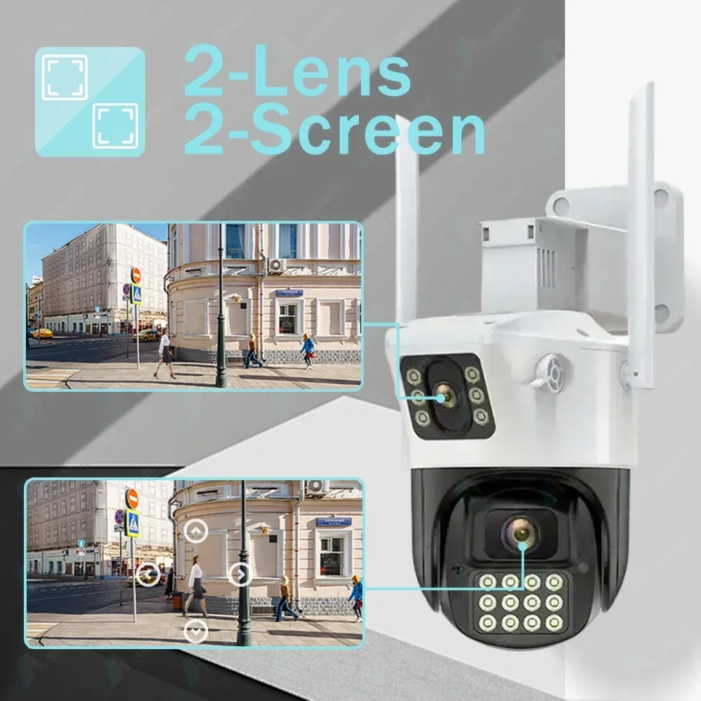 Imagem -06 - Câmera de Segurança Impermeável Dual Lens Vigilância por Vídeo Cctv Luz Policial Alarme Câmera ip Proteção Proteção 8mp 4k Wifi