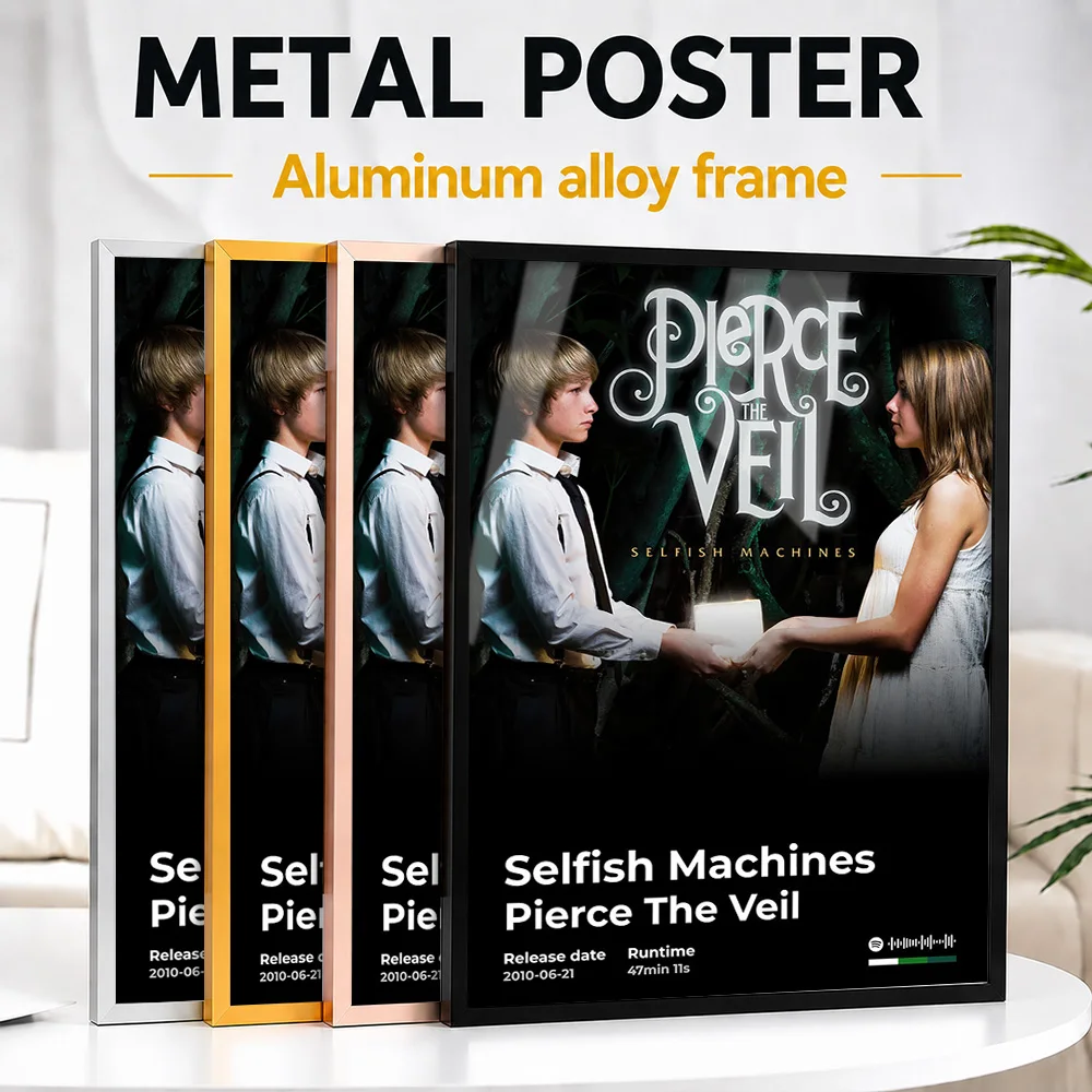 Pierce The Veil Selfish Machines Framed Metal Print Personalized Photographic Wall Art For Home Office, Record Collector Gift