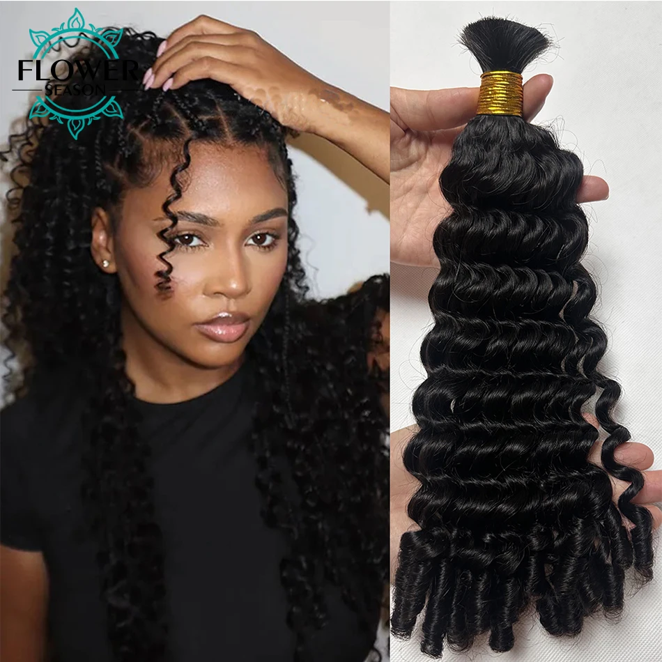 

Спиральные вьющиеся человеческие волосы для плетения, двойные вьющиеся объемные волосы для наращивания косичек без утка, натуральный цвет, 100 г/пучки