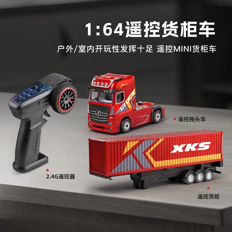 Xks Rc 1 64 Scale Remote Container Truck 2 4G Full Proportion Four Wheel Drive Drift Engineering Model Indoor Outdoor Hobby Gift