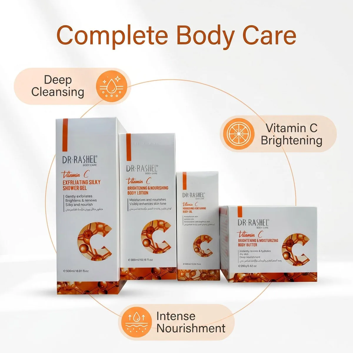 DR.RASHEL Vitamin C Aufhellendes & Pflegendes Körperpflegeset zur Hautaufhellung und -pflege – Detail 3