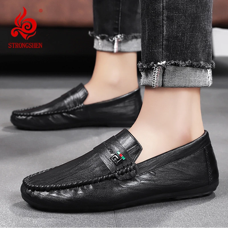 

STRONGSHEN модные мужские лоферы, удобные мокасины без шнуровки, мужская повседневная обувь, мужские туфли на плоской подошве для вождения, Chaussure Hommes