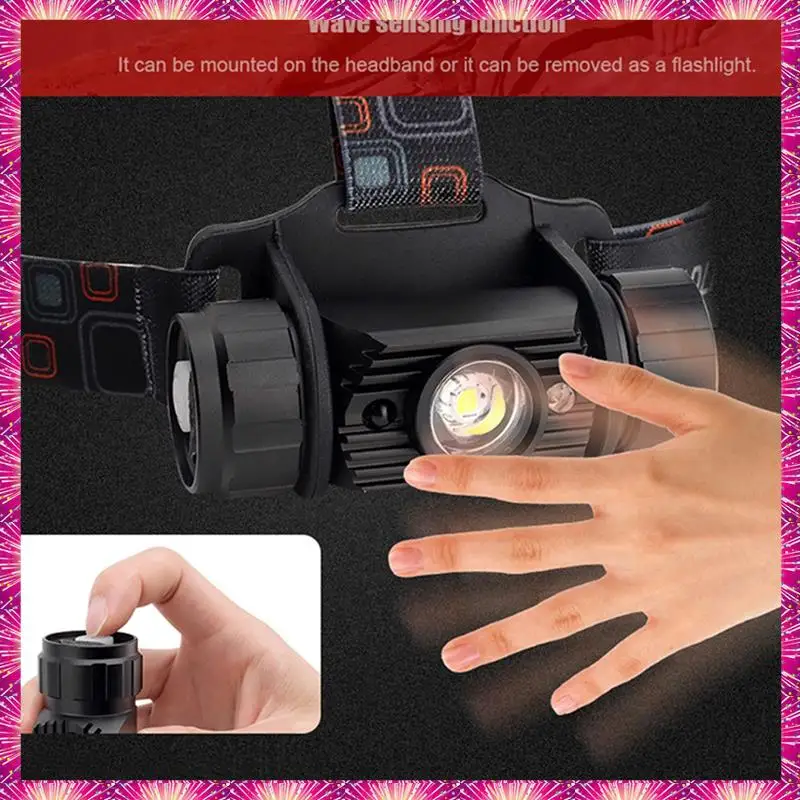 LUWEI Led Rechargeable Headlight,Motion Sensor Adjustable Headband Headlight For Adults Outdoor Camping Running Riding Durable