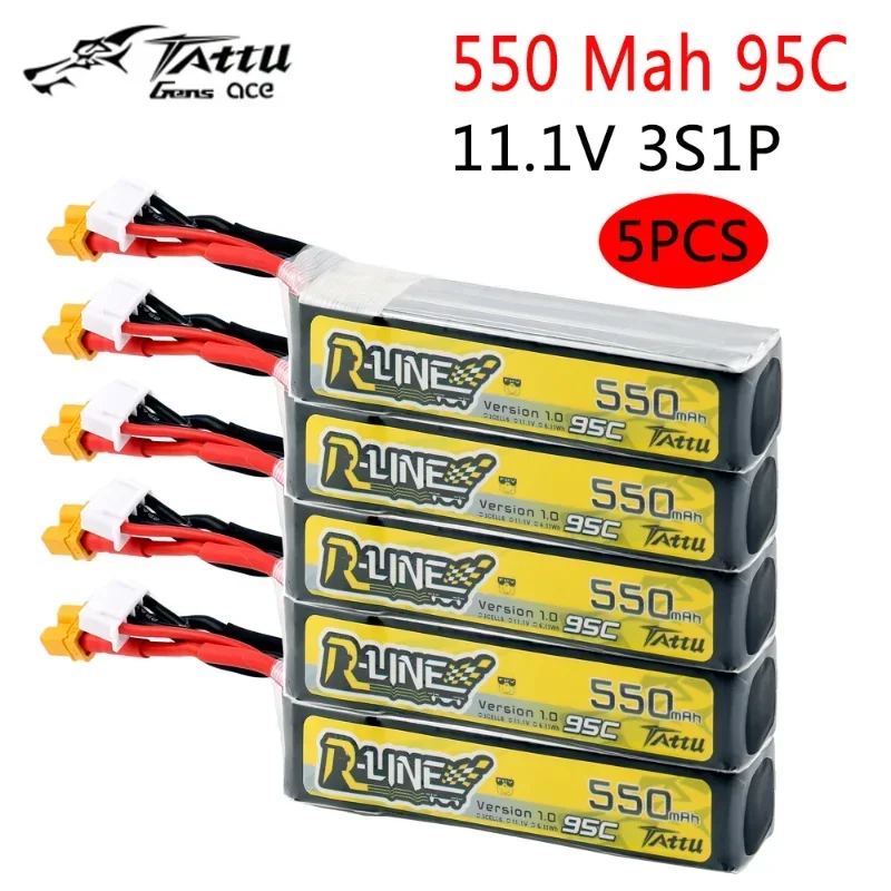 Tattu R-Line 1.0 LiPo Rechargeable Battery 2S 3S1P 550mAh 95C  7.4V 11.1V Pack With XT30 Plug for RC FPV Racing Drone Quadcopte