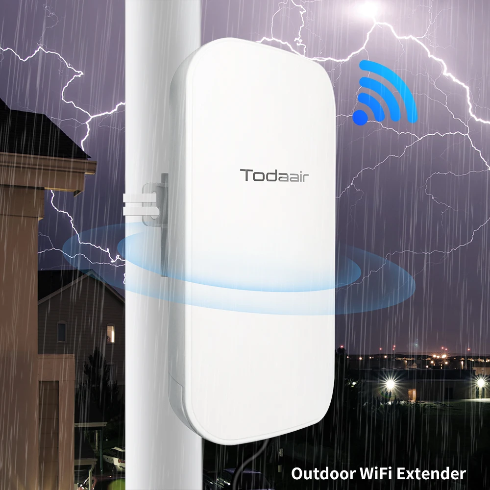 

WiFi Repeater Outdoor Long Range - 2.4G/5GHz Dual Band, 8dBi Antennas, Weatherproof for Farm, Factory & Remote Work